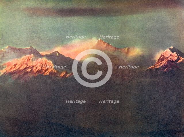 'Last Rays of Light on Kinchenjunga', c1910. Artist: Unknown