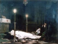 Laszlo Hunyadi on the Bier 1859. Artist: Viktor Madarasz