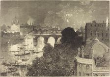 Le 14 Juillet. Illumination de la Seine du Pont Neuf au Pont au Change, 1882. Creator: Auguste Lepere