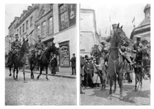 Le 4 aout, les avant-gardes de cavalerie allemandes entrent a Spa 1914. Creator: Unknown