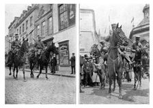 Le 4 aout, les avant-gardes de cavalerie allemandes entrent a Spa 1914. Creator: Unknown