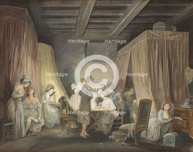 Le Coucher des Ouvrières en Modes, 1788. Artist: Lafrensen, Niclas (1737-1807)