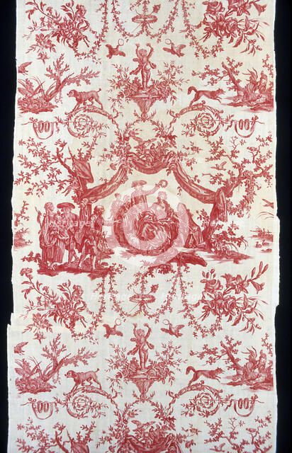 Le Couronnement de la Rosière (The Crowning of the Rose Maiden) (Furnishing Fabric), c. 1780. Creator: Oberkampf Manufactory.
