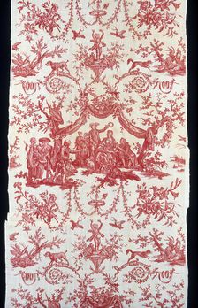 Le Couronnement de la Rosière (The Crowning of the Rose Maiden) (Furnishing Fabric), c. 1780. Creator: Oberkampf Manufactory