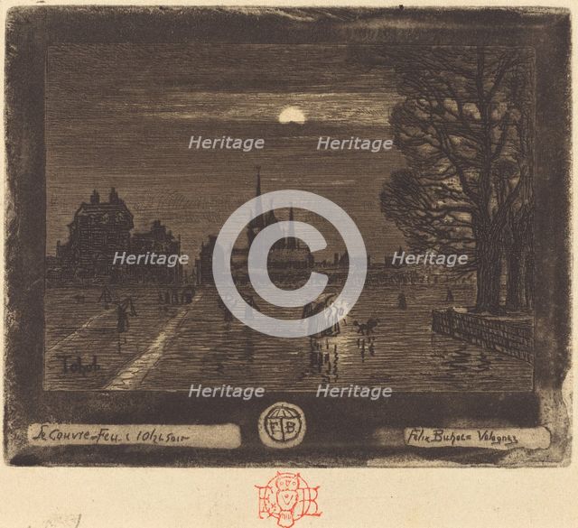 Le Couvre-Feu (The Curfew) [recto], 1874/1875. Creator: Felix Hilaire Buhot.