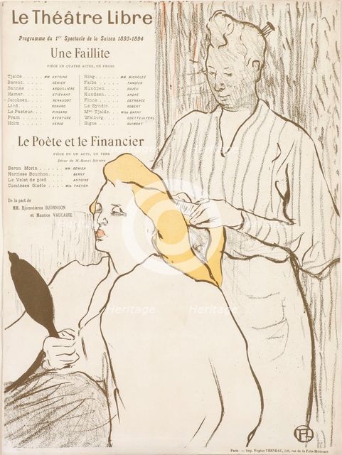 Le Coiffeur - Programme de Théâtre Libre, 1893. Creator: Toulouse-Lautrec, Henri, de (1864-1901).