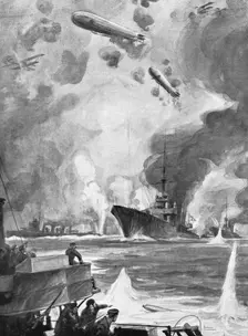 'Le Combat Naval et Aerien de Cuxhaven; Pendant L'Action 25 decembre 1914 1914. Creator: Charles Fouqueray