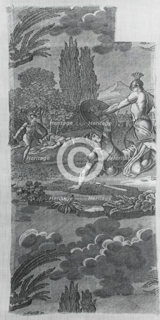 Le Combat des Horaces et des Curiaces (Furnishing Fabric), Nantes, c. 1820. Creator: Unknown.