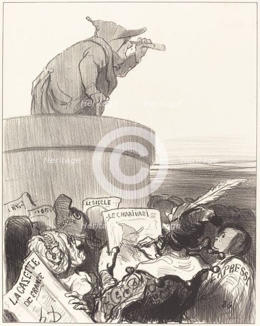 Le Constitutionnel contemplant l'horizon politique, 1849. Creator: Honore Daumier.