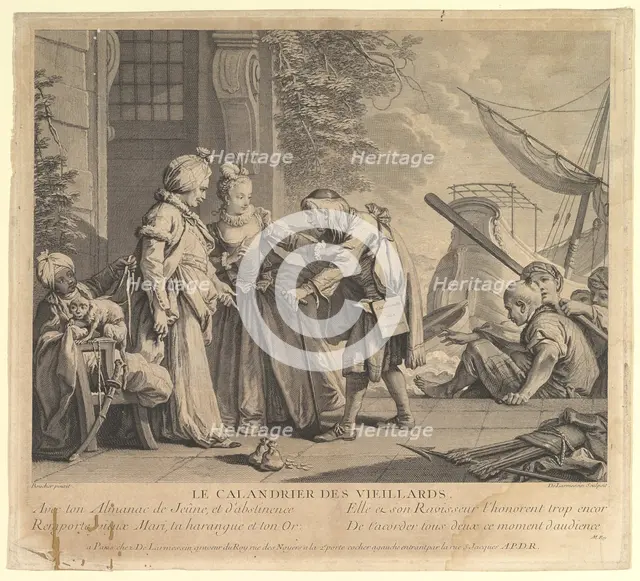 Le Calandrier des Vieillards (The Calendar of Old Men, from Suite d'Estampes Nouve..., 18th century. Creator: Nicolas de Larmessin.