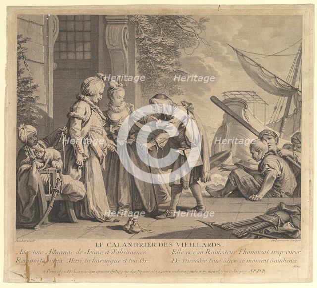 Le Calandrier des Vieillards (The Calendar of Old Men, from Suite d'Estampes Nouve..., 18th century. Creator: Nicolas de Larmessin.
