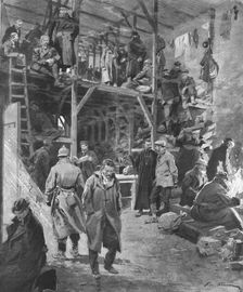 Le calvaire des six cents otages; Vue interieure de la grange de Milejgany ou furent..., 1918. Creator: Frederic de Haenen