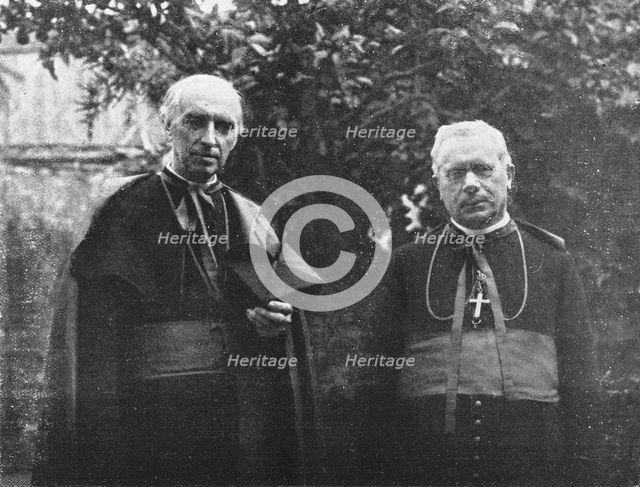 'Le cardinal Mercier, archeveque de Malines, et Mgr. Heylen, eveque de Namur, dans..., 1916. Creator: Robert Vaucher.
