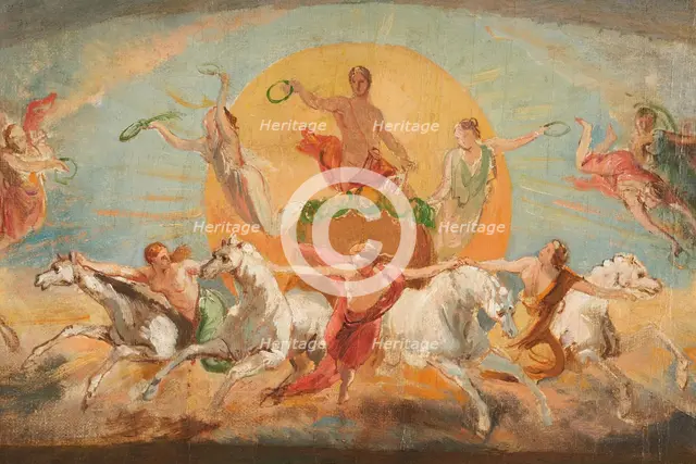 Le char d'Apollon - esquisse pour l'ancien hôtel de Ville, c.1851. Creator: Léon Cogniet.