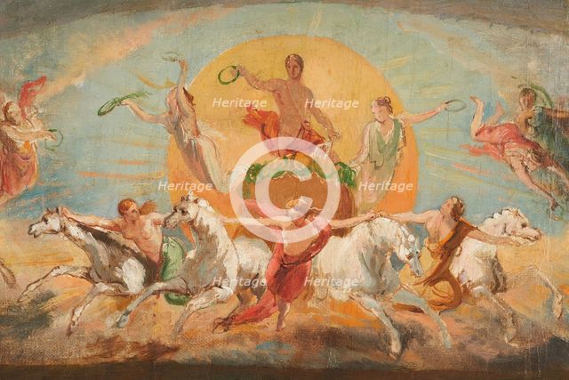 Le char d'Apollon - esquisse pour l'ancien hôtel de Ville, c.1851. Creator: Léon Cogniet.