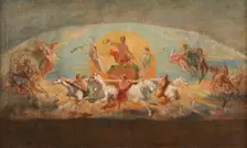 Le char d'Apollon - esquisse pour l'ancien hôtel de Ville, c.1851. Creator: Léon Cogniet