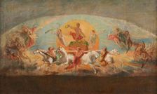 Le char d'Apollon - esquisse pour l'ancien hôtel de Ville, c.1851. Creator: Léon Cogniet