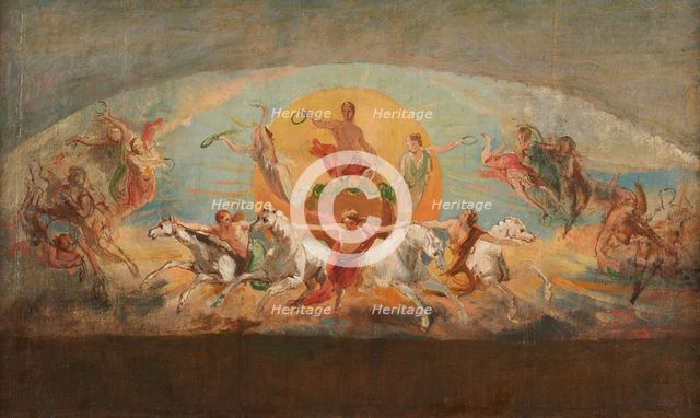 Le char d'Apollon - esquisse pour l'ancien hôtel de Ville, c.1851. Creator: Léon Cogniet.