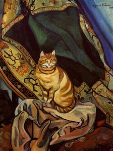 Le chat Raminou assis sur un tissu (Cat Raminou sitting on a cloth), 1920. Creator: Valadon, Suzanne (1865-1938)