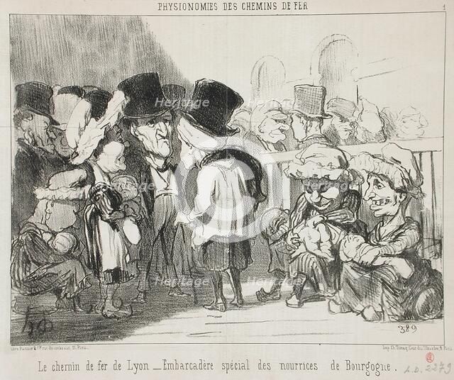 Le Chemin de fer de Lyon. Embarcadère.., 1852. Creator: Honore Daumier.