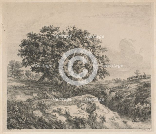 Le chêne au ravin (Oak Tree by a Ravine), 1845. Creator: Eugene Blery.