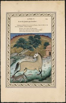 Le cheval et le loup (The Horse and the Wolf), 1837-1839. Creator: Imam Bakhsh Lahori (active 1830s-1840s)