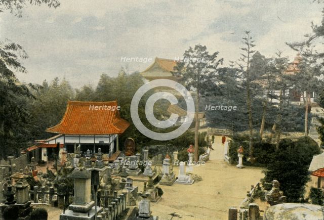'Le Cimetiere Kurodani a Kioto, Tombes Sculptees', (Tombstones in Kurodani cemetery, Kyoto), 1900. Creator: Unknown.