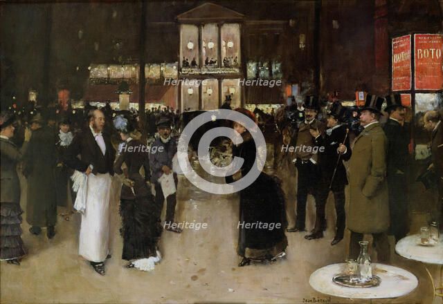 Le boulevard Montmartre, la nuit, devant le théâtre des Variétés, ca 1885. Creator: Béraud, Jean (1849-1936).