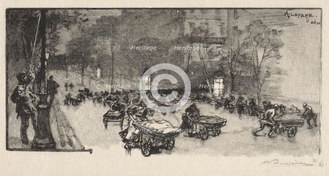 Le Boulevard, au coin du Fauborg Montmartre, 1890. Creator: Auguste Louis Lepère (French, 1849-1918).