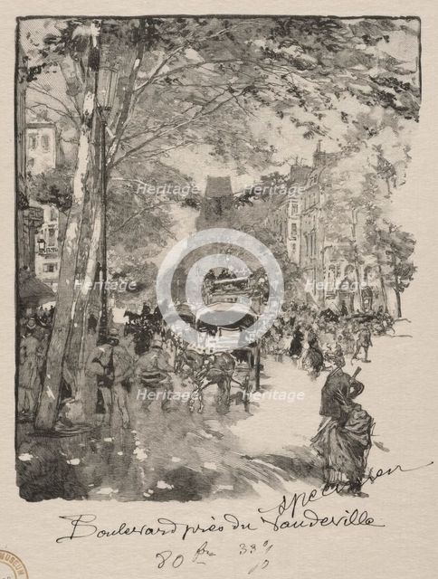 Le Boulevard près du Vaudeville. Creator: Auguste Louis Lepère (French, 1849-1918).