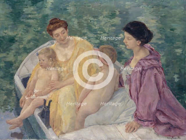 Le Bain (Two mothers and their children in a boat). Artist: Cassatt, Mary (1845-1926)