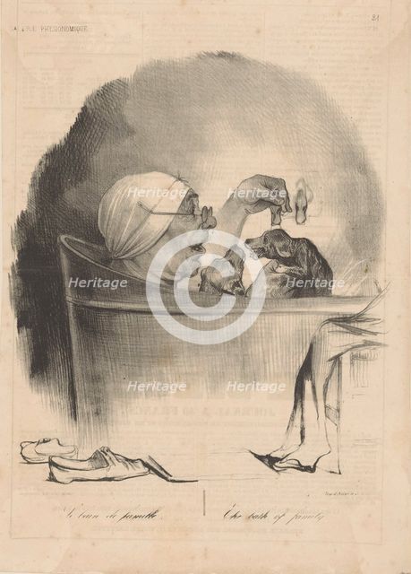 Le bain de famille (The bath of family), 1837. Creator: Daumier, Honoré (1808-1879).