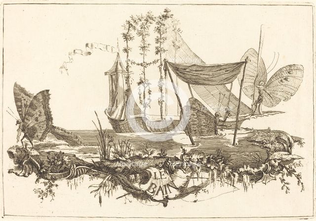 Le Bain, in or after 1756. Creator: Charles-Germain de Saint-Aubin.