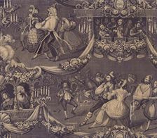 Le Bal (The Costume Ball) (Furnishing Fabric), France, 1827/40. Creator: Unknown