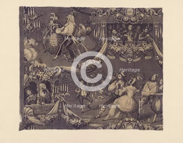 Le Bal (The Costume Ball) (Furnishing Fabric), France, 1827/40. Creator: Unknown.
