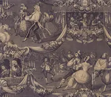 Le Bal (The Costume Ball) (Furnishing Fabric), France, 1827/40. Creator: Unknown