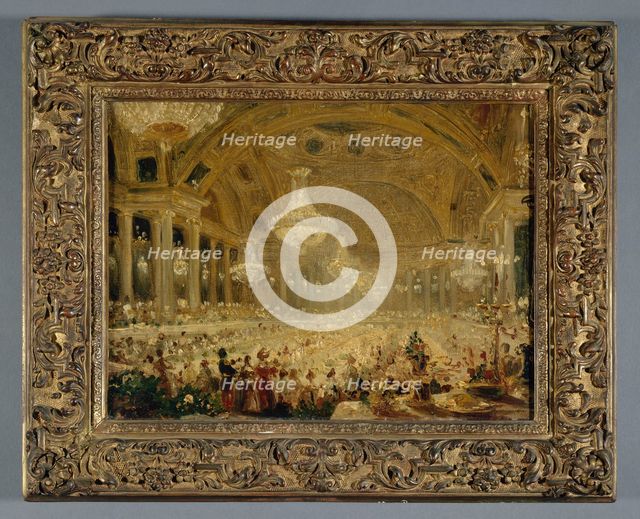 Le Banquet des dames dans la salle de spectacle des Tuileries (bals de 1835), 1835. Creator: Eugène Emmanuel Viollet-le-Duc.