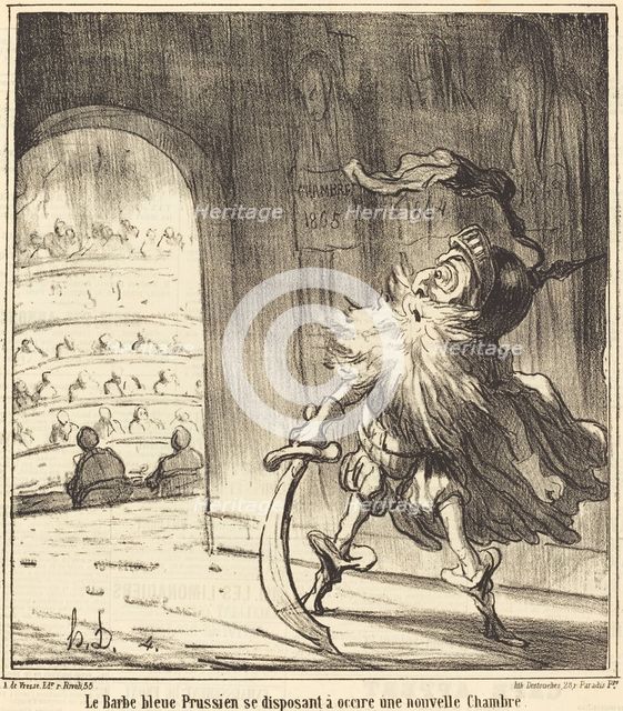 Le Barbe bleu Prussien se disposant à occire une nouvelle Chambre, 1866.  Creator: Honore Daumier.