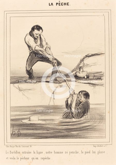 Le Barbillon entraine la ligne.., 1840.  Creator: Honore Daumier.