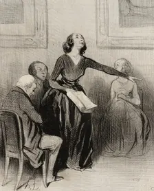 Le Bas-bleu déclamant sa pièce, 1844. Creator: Honore Daumier