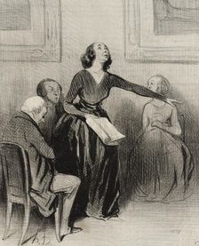 Le Bas-bleu déclamant sa pièce, 1844. Creator: Honore Daumier