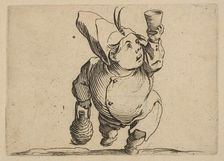 Le Beveur vu de Face (The Drinker Viewed from the Front), from Varie Figure Gobbi, suit..., 1616-22. Creator: Jacques Callot