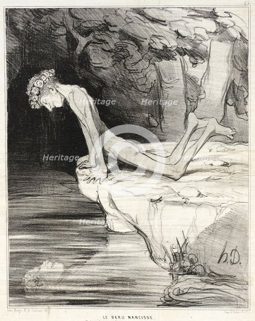 Le beau Narcisse, 1842. Creator: Honore Daumier.