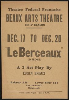 Le Berceaux, Los Angeles, 1936. Creator: Unknown
