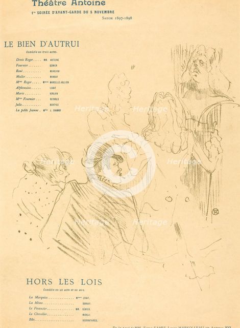 Le Bien d'autrui; Hors Les Lois, 1897. Creator: Henri de Toulouse-Lautrec.
