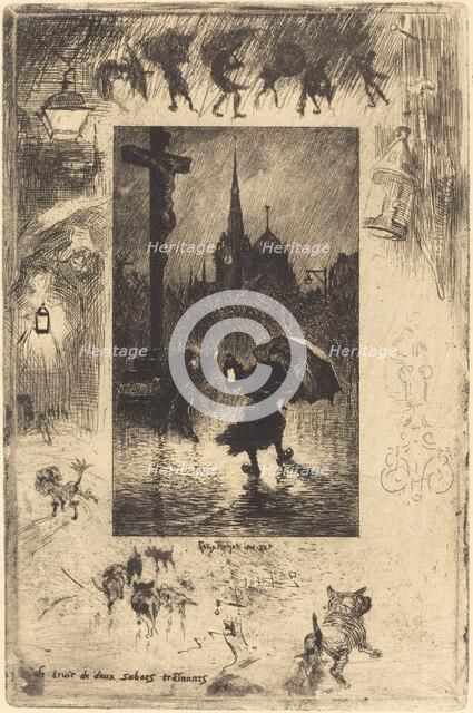 Le bruit de deux sabots traînant... (The sound of two clogs shuffling...), 1878. Creator: Felix Hilaire Buhot.