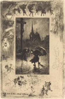 Le bruit de deux sabots traînant... (The sound of two clogs shuffling...), 1878. Creator: Felix Hilaire Buhot