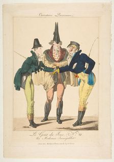 Le Goût du Jour, No. 21: Les Modernes Incroyables, from Caricatures Parisiennes, ca. 1815. Creator: Georges Jacques Gatine