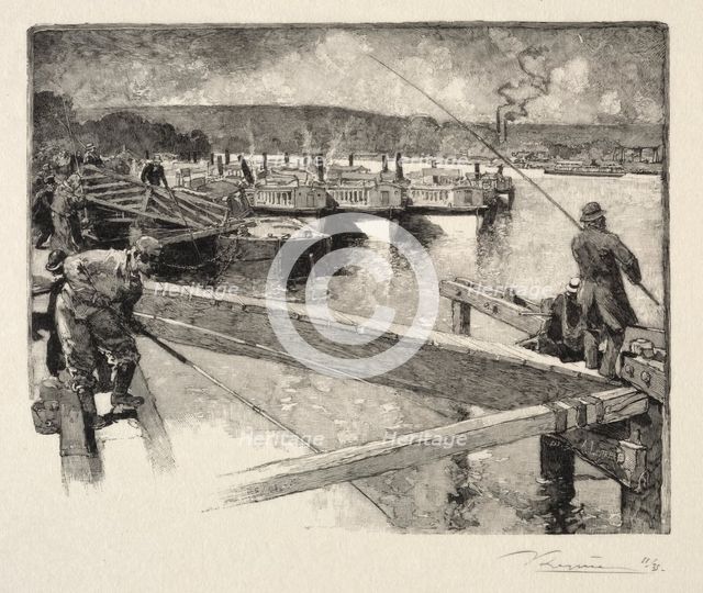 Le garage des bateaux-omnibus. Creator: Auguste Louis Lepère (French, 1849-1918).