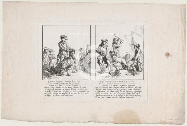 Le Général Burgoyne à Saratoga, le 17 Octobre, 1777; and Le G..., [original 1781] later reprint (?). Creator: Anon.